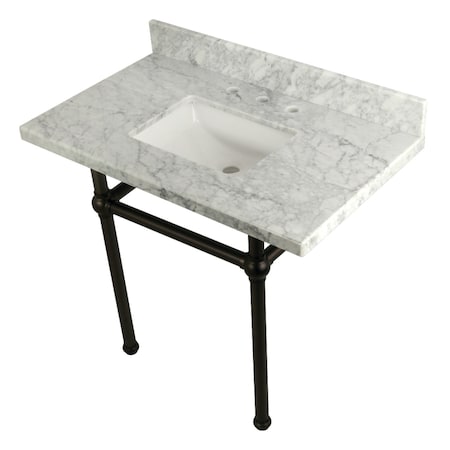 Kingston Brass 36X22 Marble Vanity Top W/ Brass Feet Combo, Marble/ Bronze KVPB3630MBSQ5